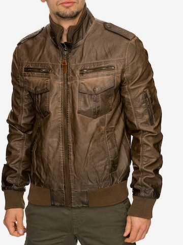 INDICODE JEANS Between-Season Jacket in Brown: front