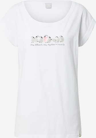 Iriedaily T-Shirt 'Stay Pingu' in Weiß: predná strana