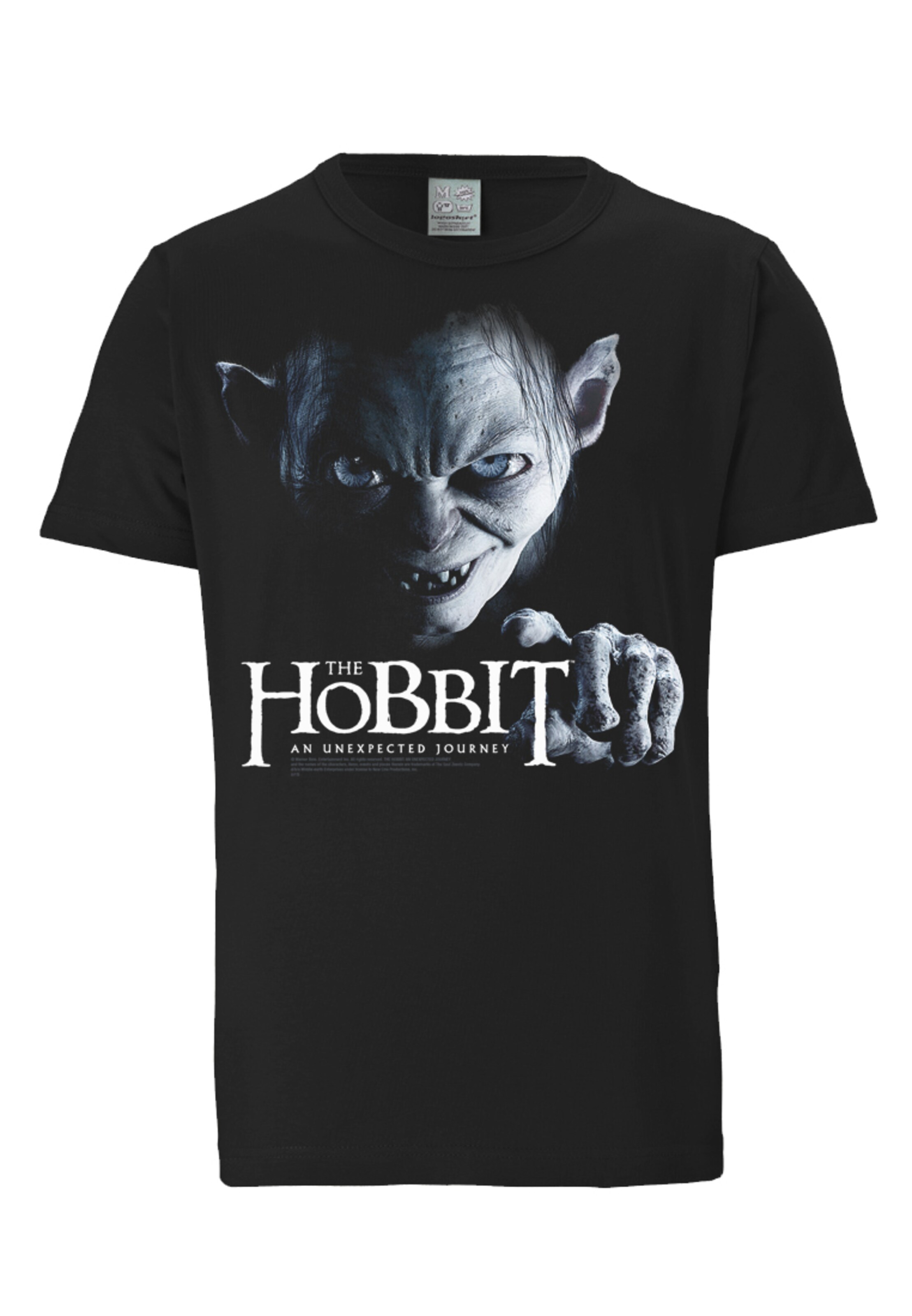 LOGOSHIRT Shirt 'The Hobbit - Gollum' in Zwart: voorkant