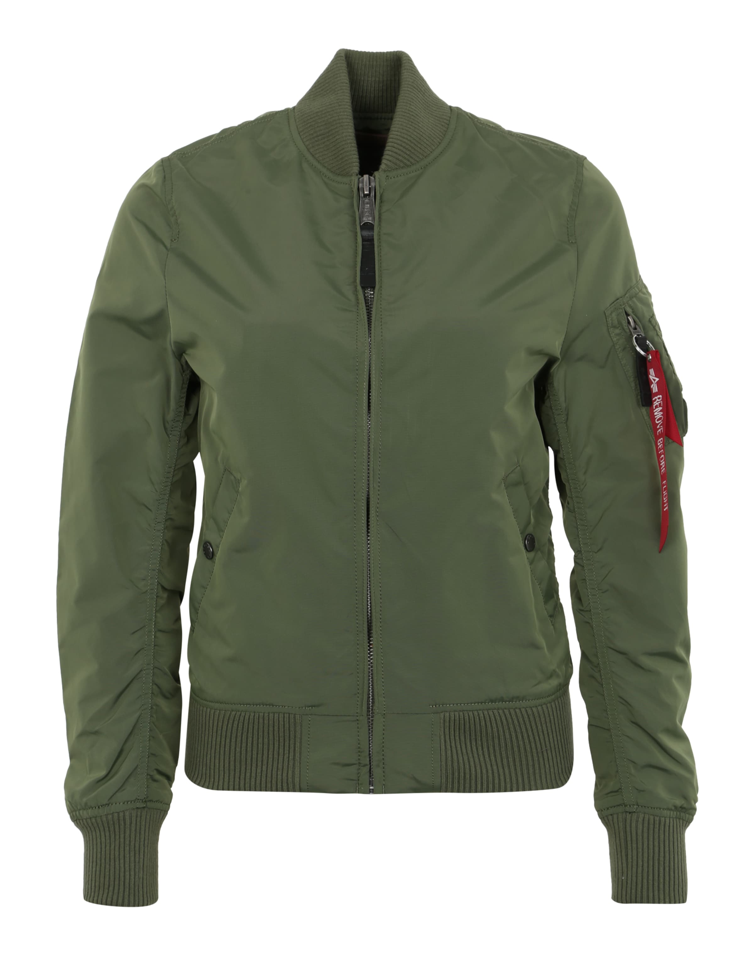 ALPHA INDUSTRIES Kevad-sügisjope 'MA-1 TT', värv roheline: eest vaates