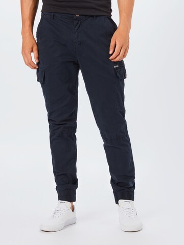 BLEND Tapered Cargo trousers 'Nan' in Blue: front