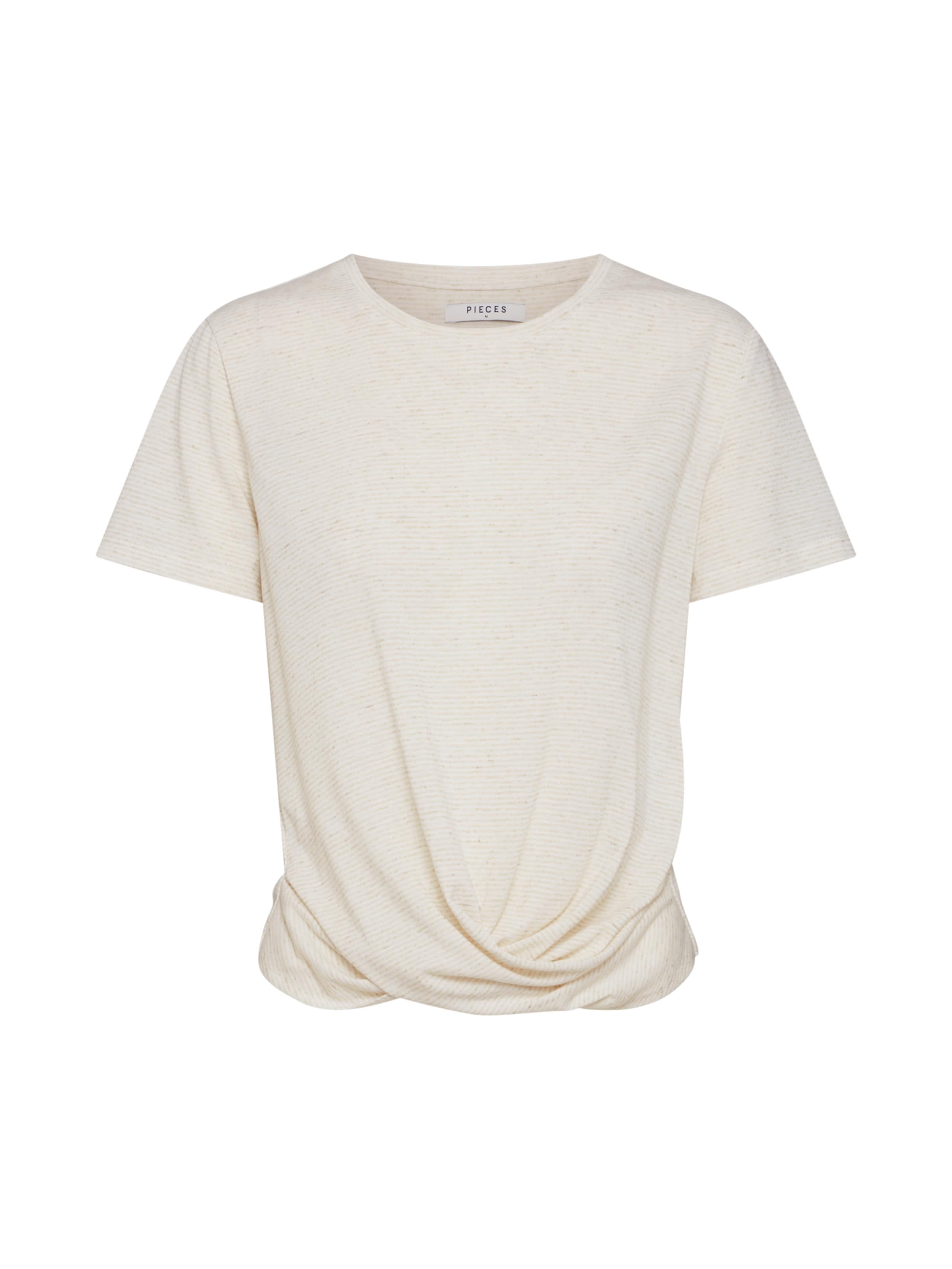 PIECES - Shirt 'PCCEDA SS KNOT TOP' in de kleur Crème