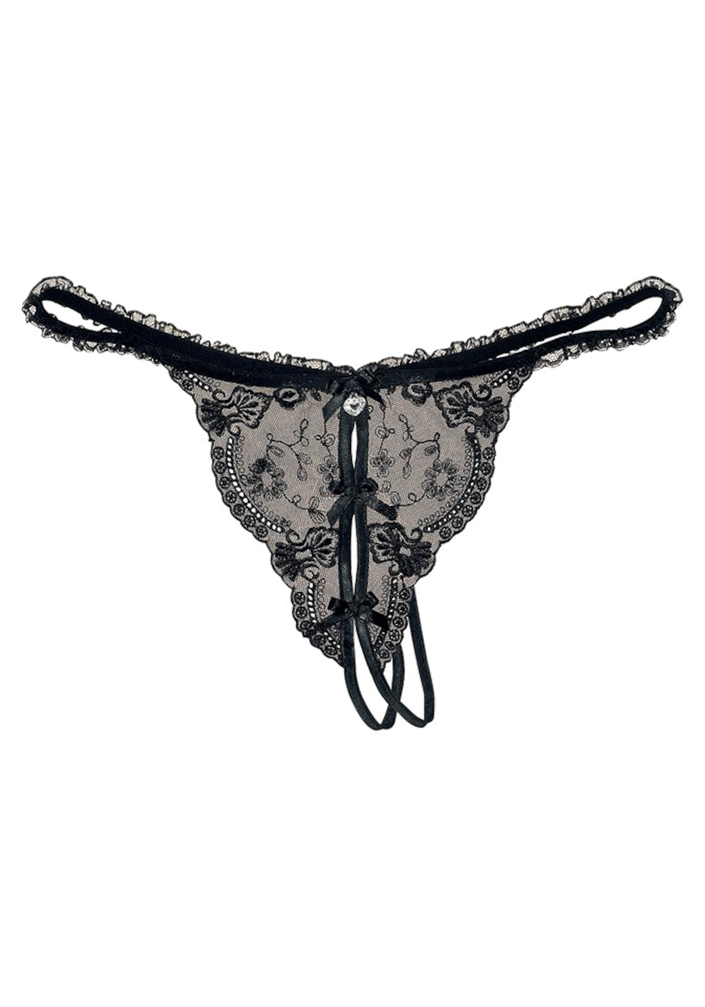 PETITE FLEUR GOLD String-Ouvert in Schwarz: Vorderseite