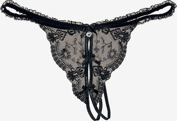 PETITE FLEUR GOLD Thong in Black: front
