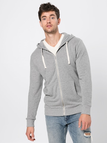 JACK & JONES Regular fit Sweatjacka 'Holmen' i grå: framsida
