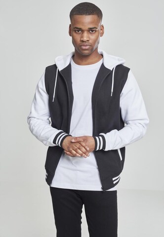 Urban Classics Zip-Up Hoodie in Black: front