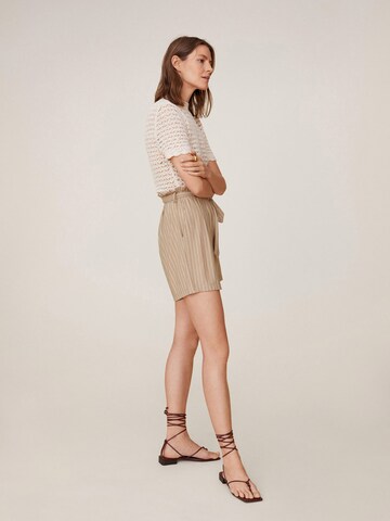 MANGO Loose fit Pleat-Front Pants 'Diamante' in Brown