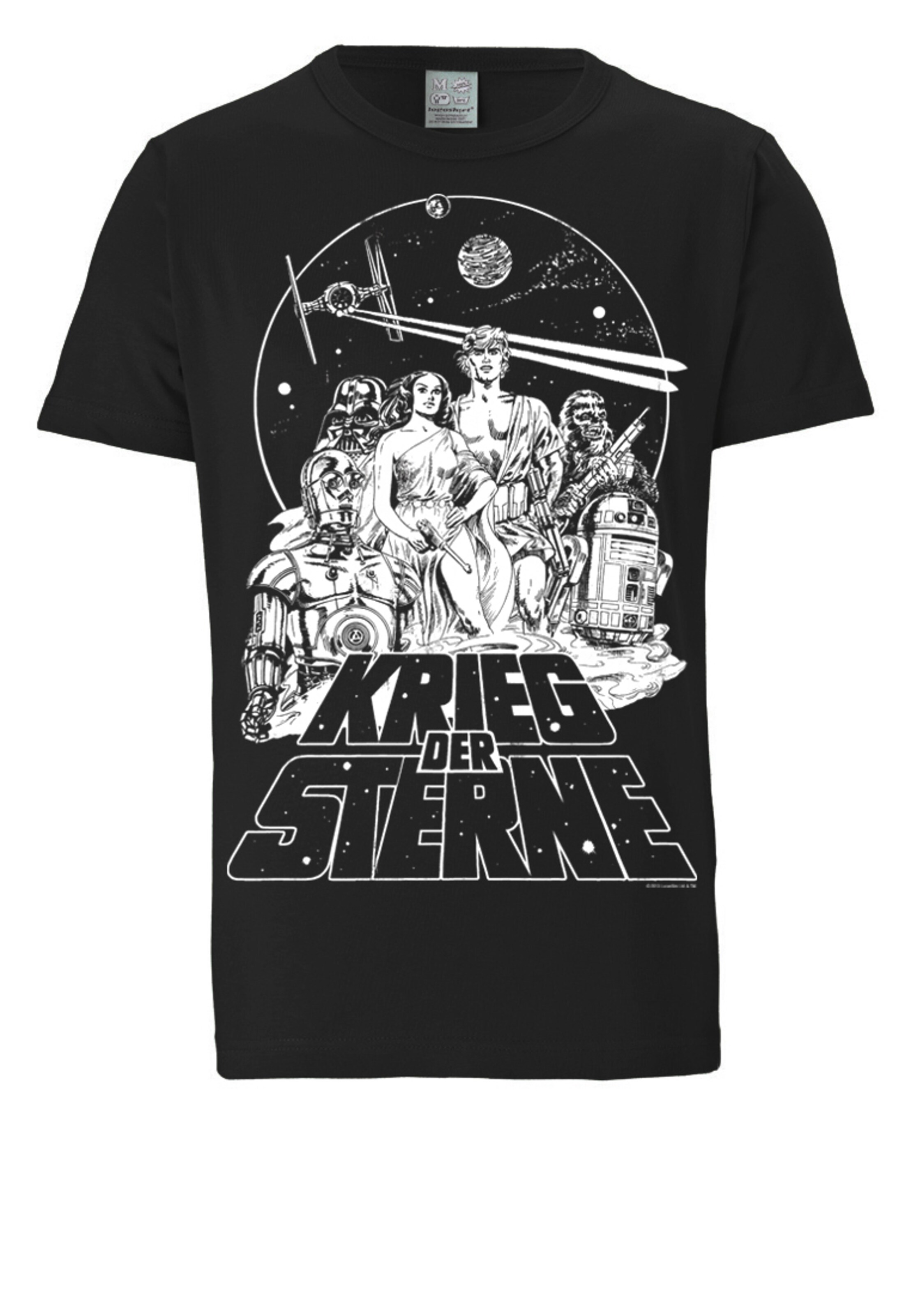 LOGOSHIRT Shirt 'Krieg der Sterne' in Zwart: voorkant