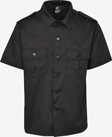 Brandit Button Up Shirt in Black: front