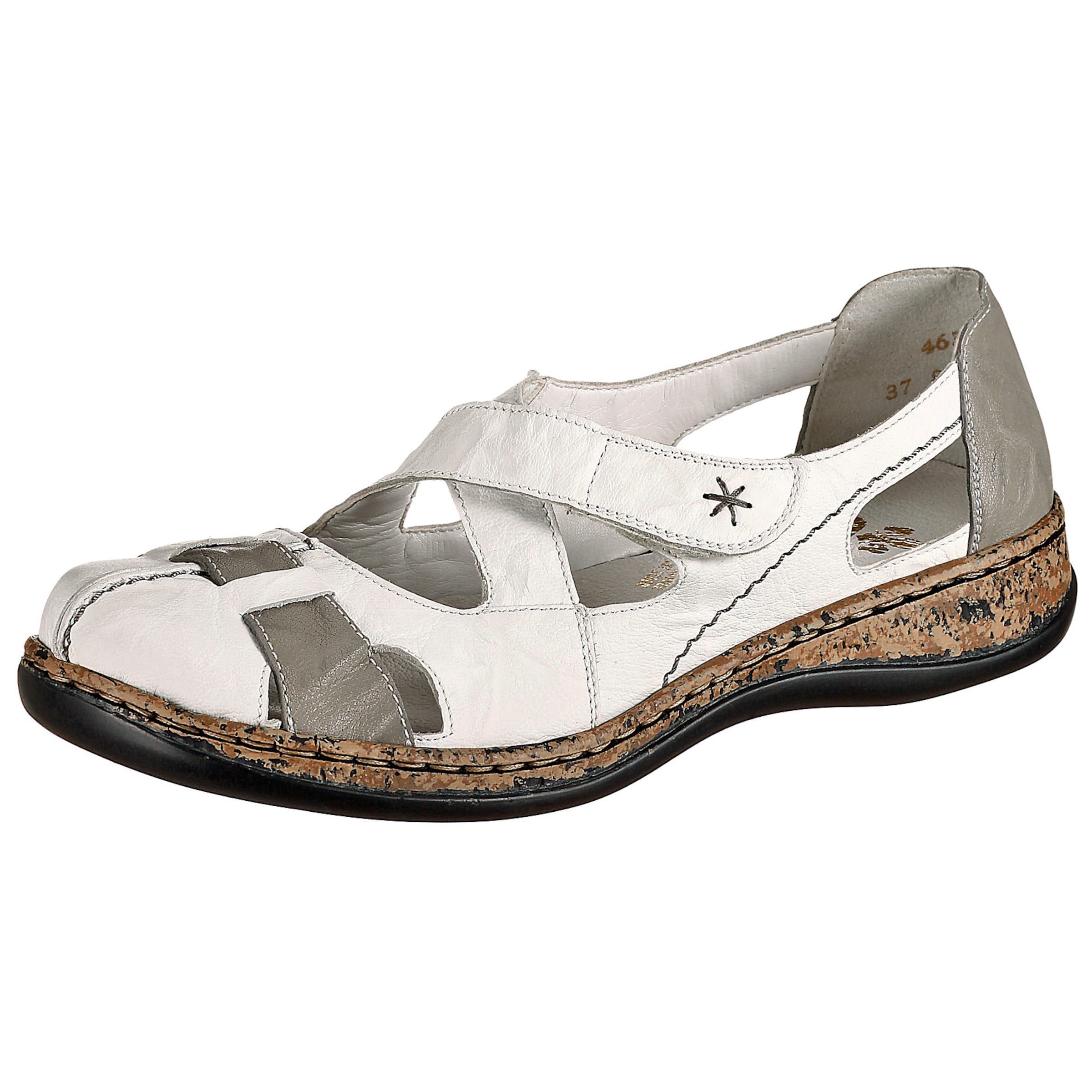 Rieker Ballerina met riempjes '46367' in Wit: voorkant