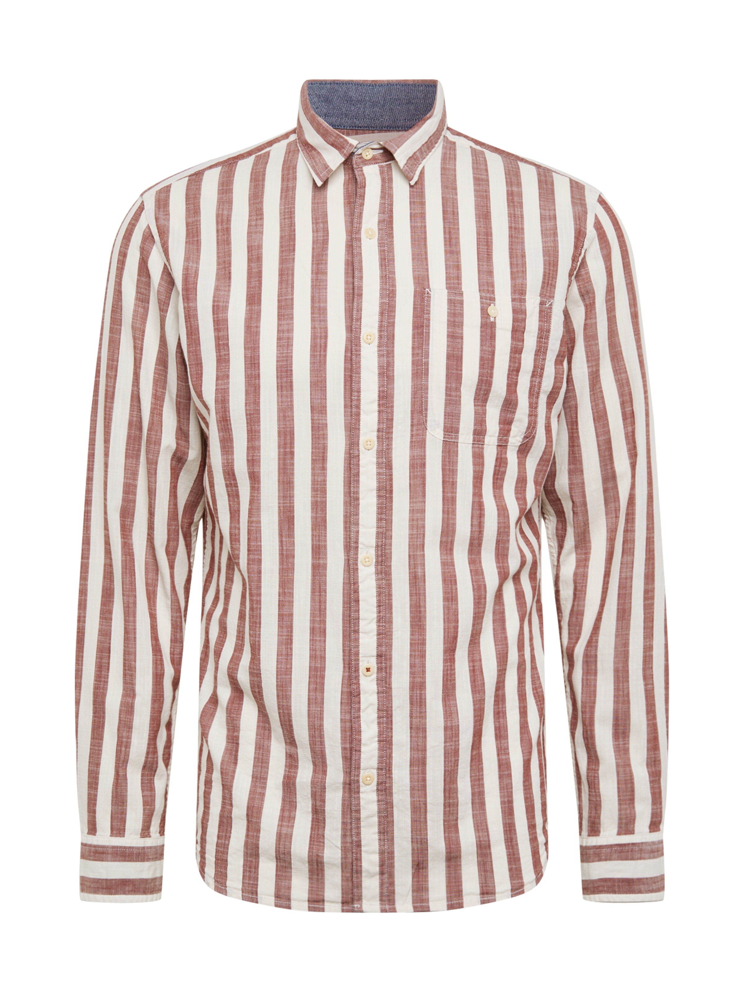 JACK & JONES - Overhemd 'JPRMAX STRIPE SHIRT L/S ONE POCKET PRE' in de kleur Roestrood