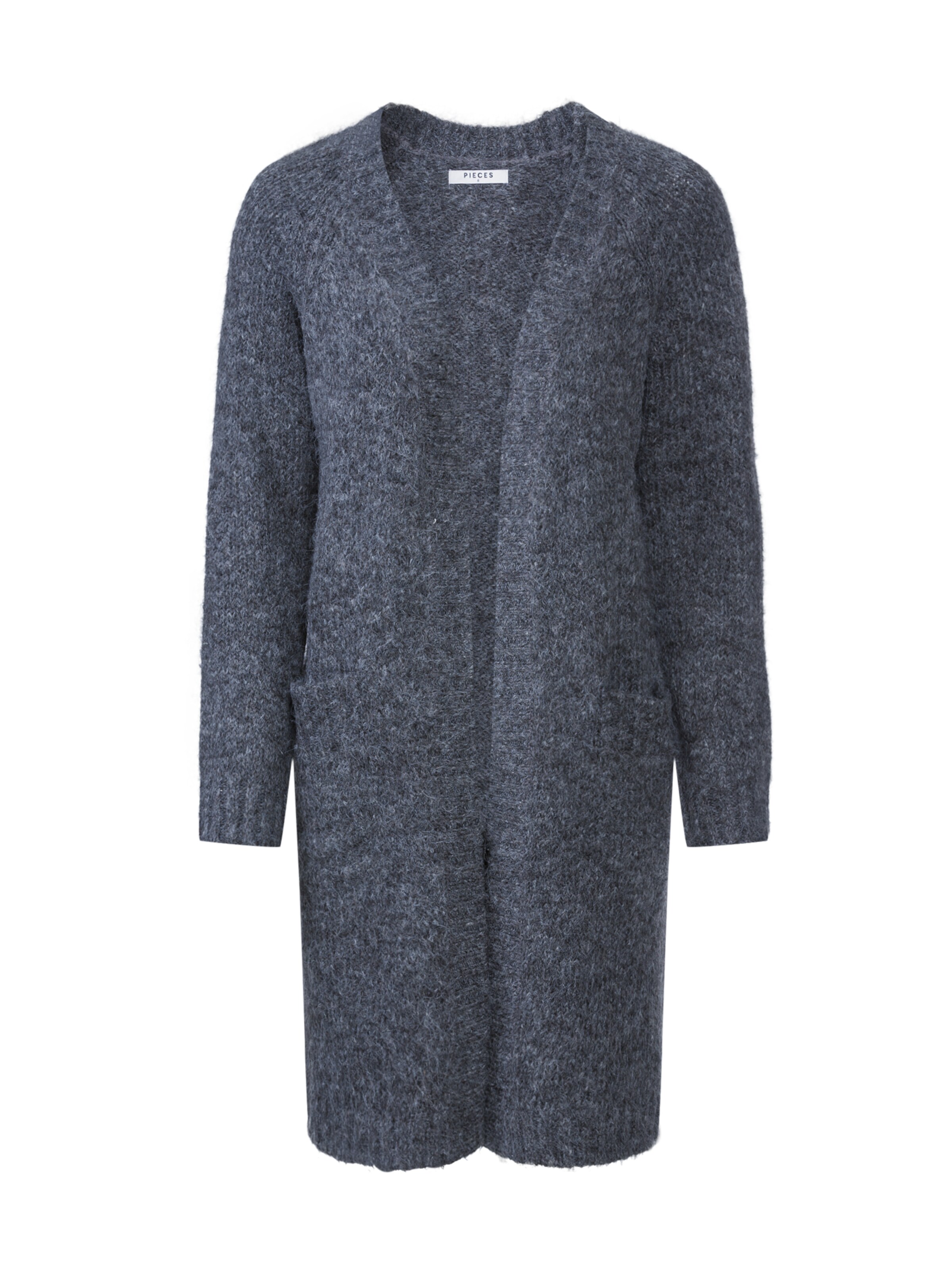 PIECES - Gebreid vest 'HOLLY' in de kleur Donkergrijs