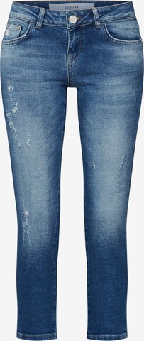 Coupe slim Jean 'Rosengarten Cropped' Goldgarn en bleu : devant