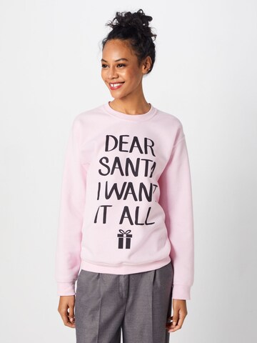 Boohoo Sweatshirt 'Dear Santa Christmas' i rosa: forside