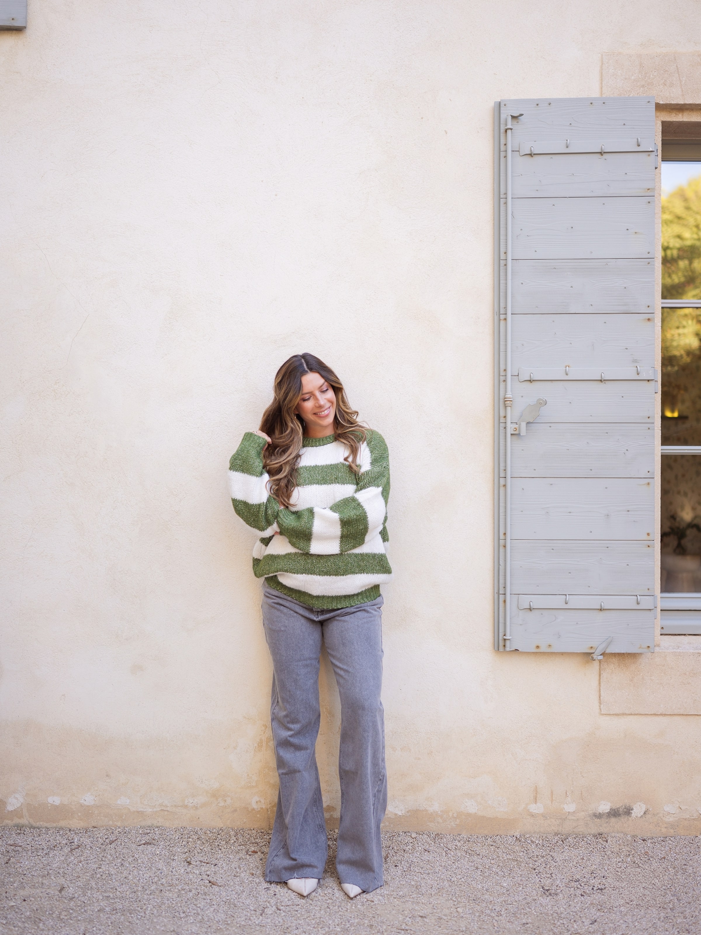 Luisa Lion - Green Striped Knit Sweater Look