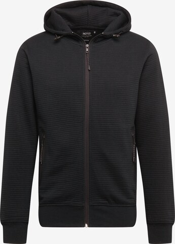 INDICODE JEANS - Sudadera con cremallera 'Dominion' en negro: frente