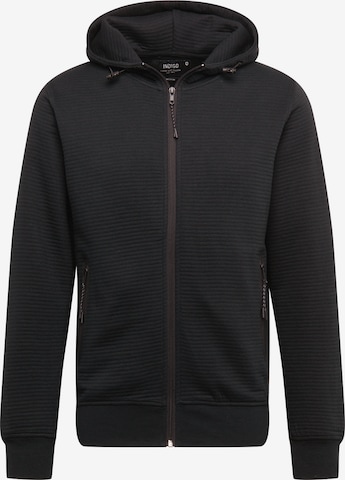 INDICODE JEANS Regular fit Zip-Up Hoodie 'Dominion' in Black: front