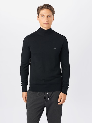 Calvin Klein Regular fit Пуловер в черно: отпред