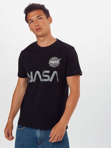 ALPHA INDUSTRIES - Camisa 'NASA' em preto: frente