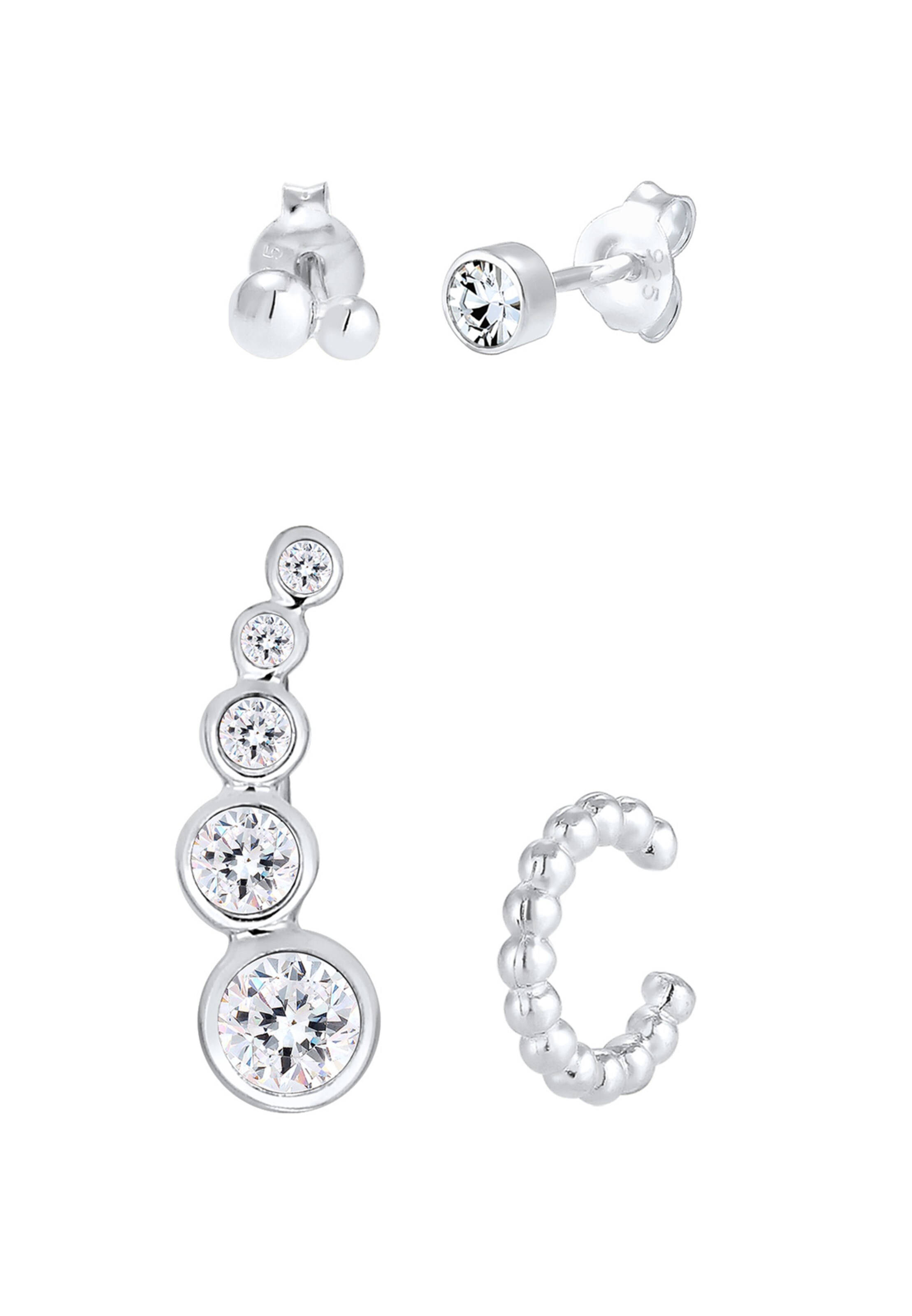 ELLI Oorbellen 'Ear Climber, Earcuff' in Zilver: voorkant