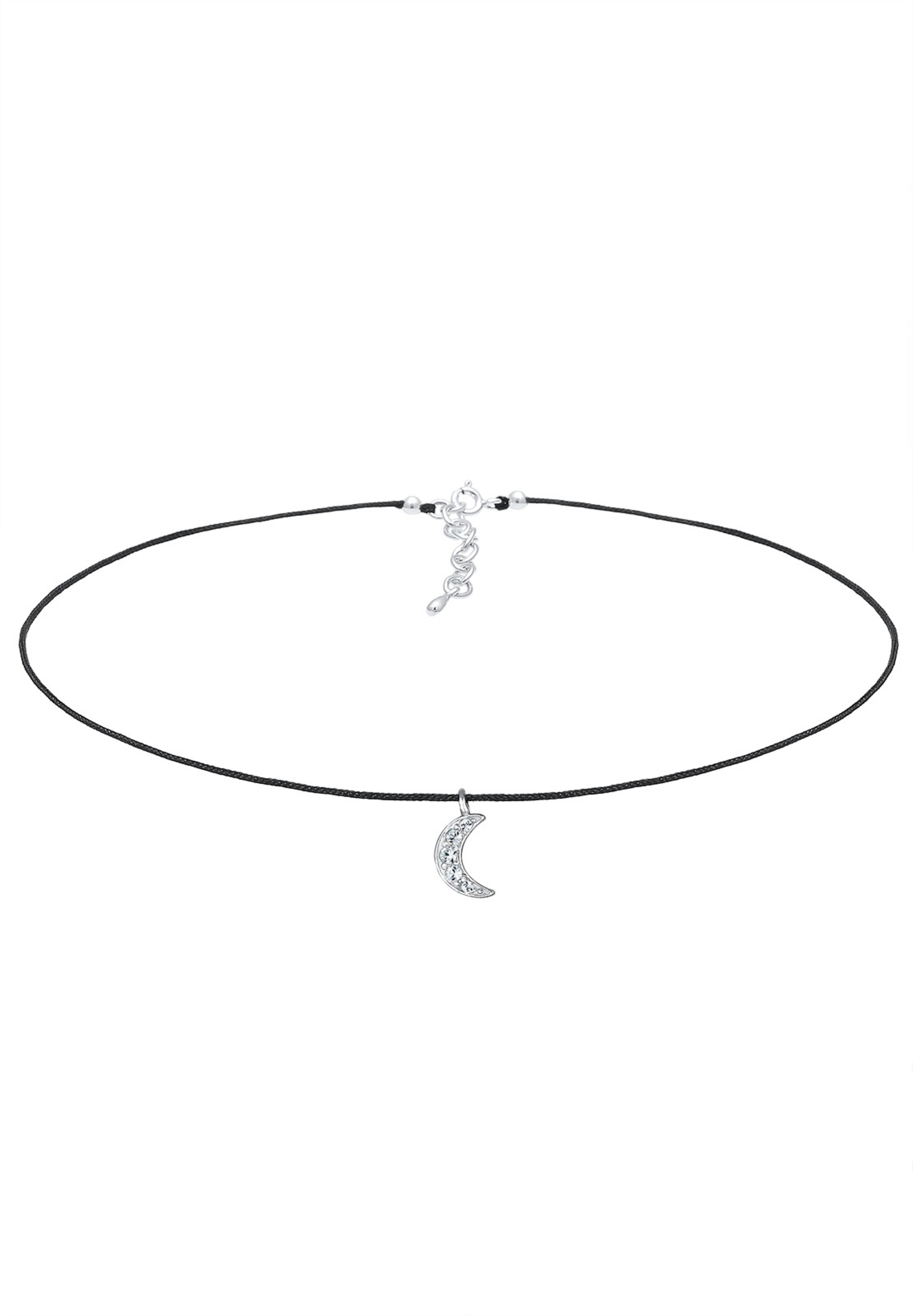ELLI Kette 'Halbmond' in Schwarz: Vorderseite