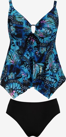 Ulla Popken Regular Tankini in Zwart: voorkant