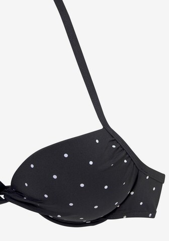 LASCANA Push-up Góra bikini 'Sparkel' w kolorze czarny