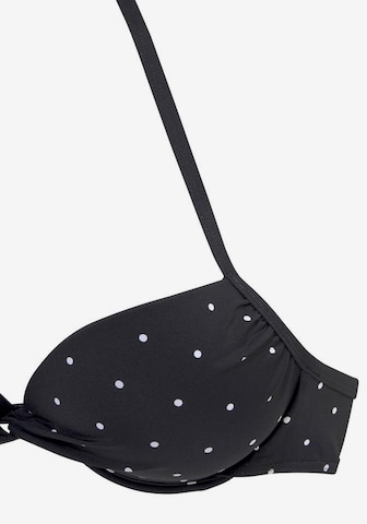 LASCANA Push-up Bikini Top 'Sparkel' in Black