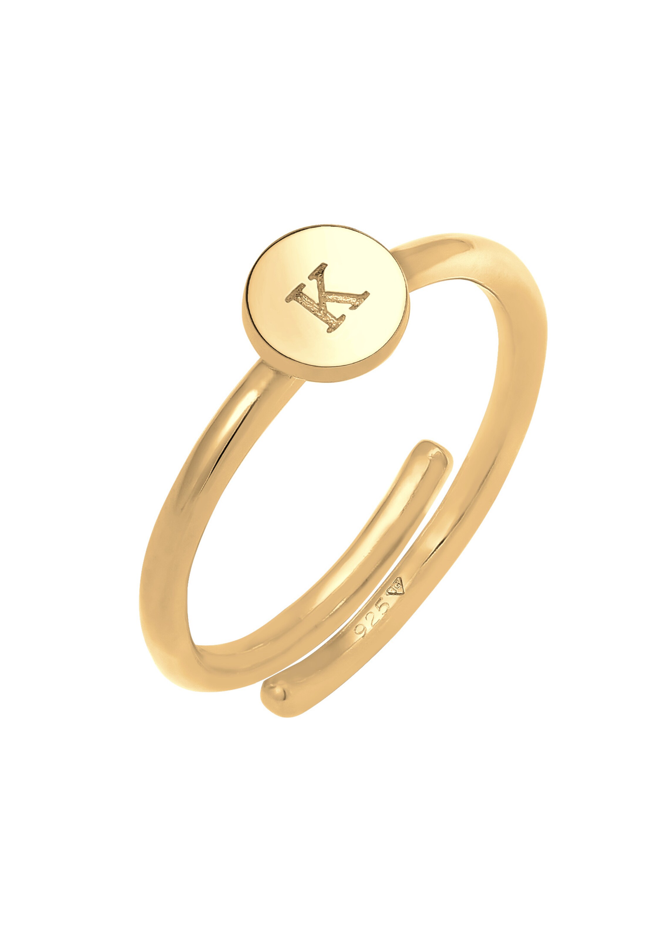 ELLI Ring Initial, Buchstabe - K in Gold: Vorderseite