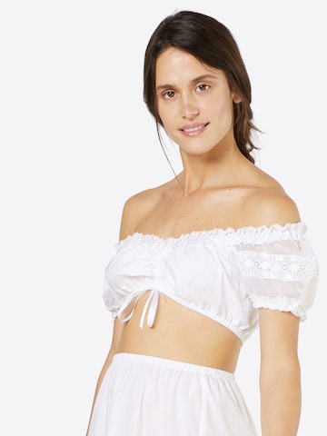 Blouse folklorique Krüger Madl en blanc : devant