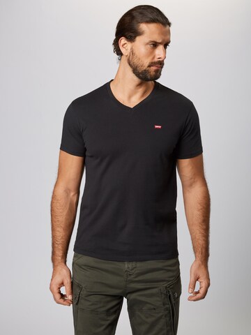 LEVI'S ® Koszulka 'Housemark V Neck Tee' w kolorze czarny: przód