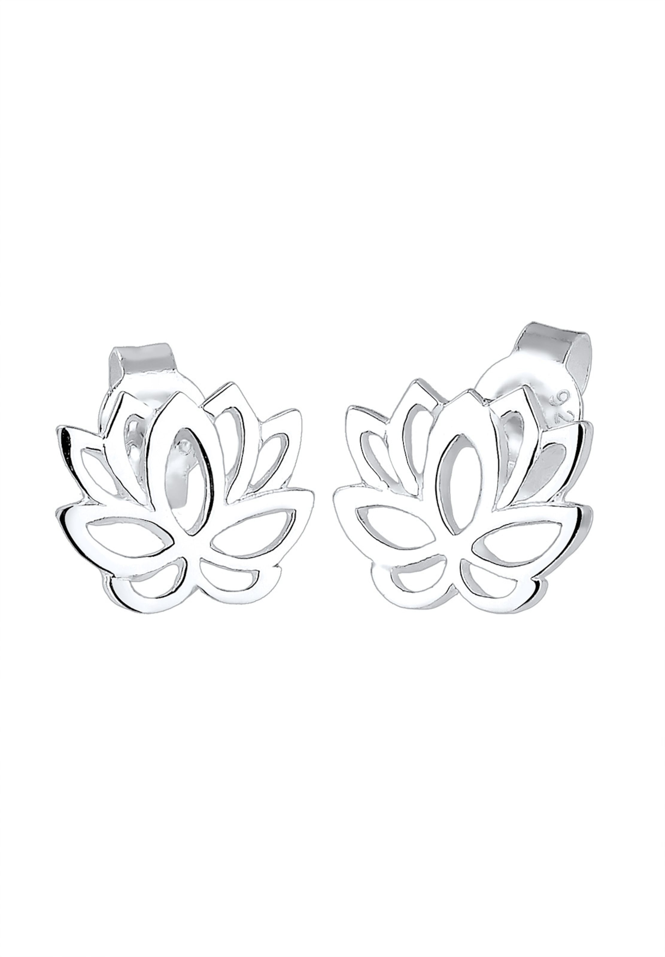 ELLI Oorbellen 'Lotusblume' in Zilver: voorkant