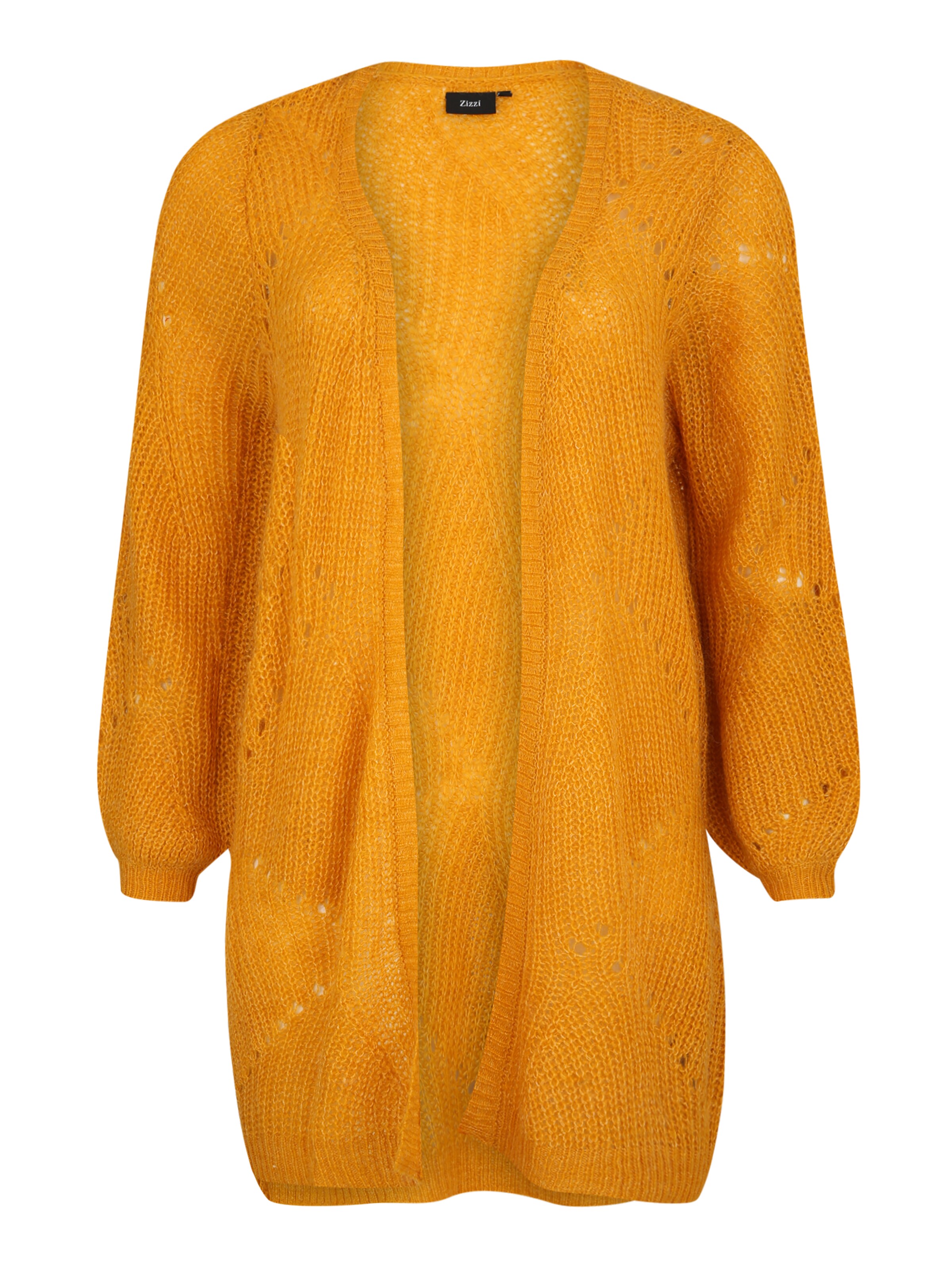 Zizzi - Gebreid vest 'MUBY' in de kleur Goudgeel