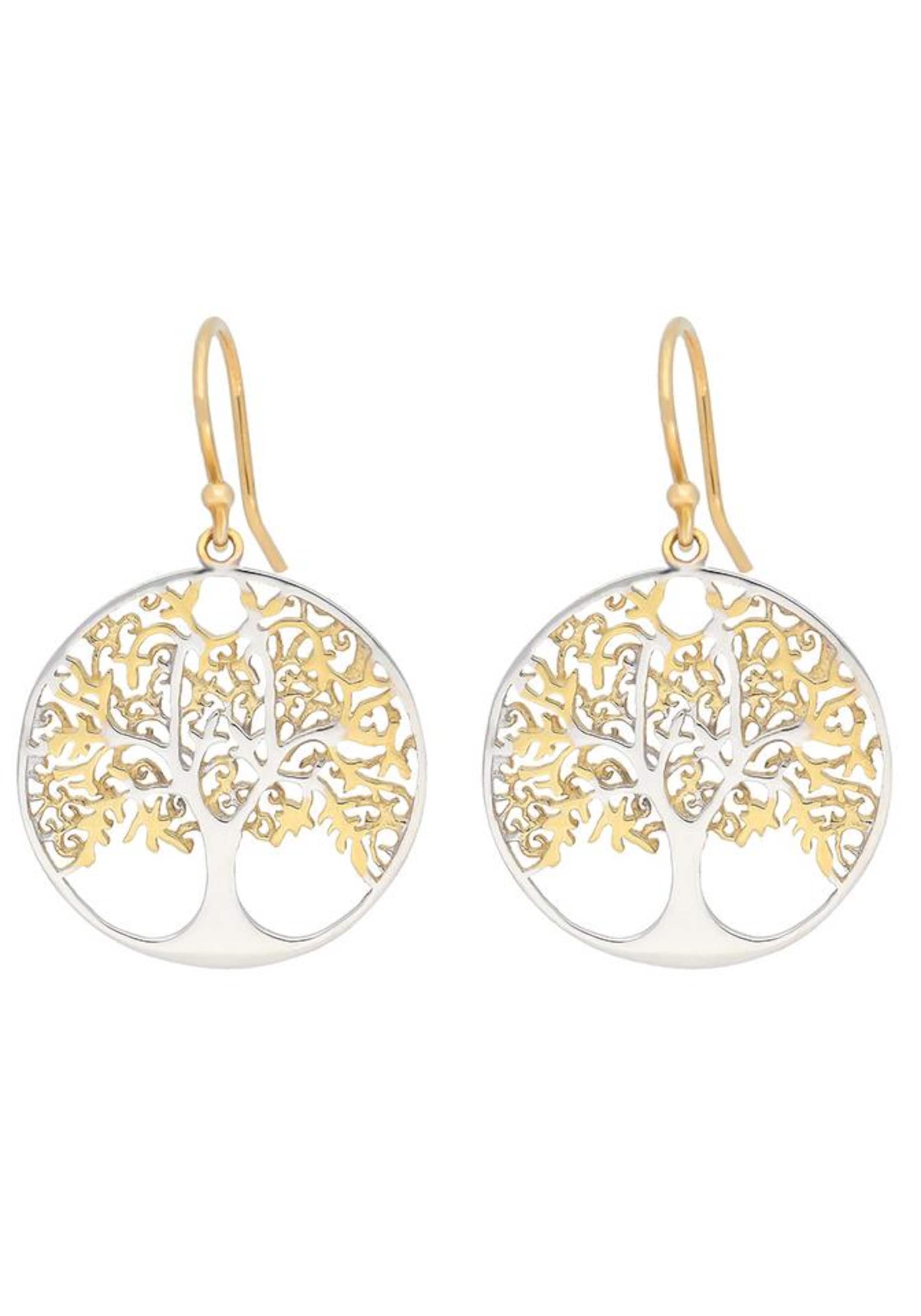 FIRETTI Ohrhaken 'Lebensbaum' in Gold: Vorderseite
