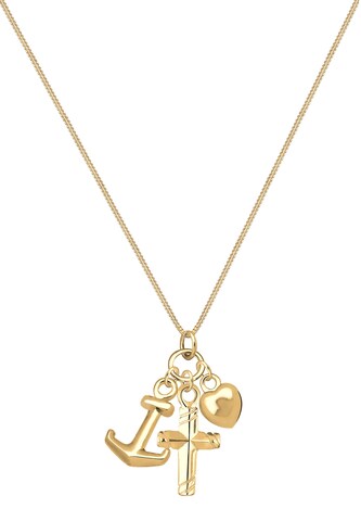 ELLI Halskette' Anker, Herz, Kreuz, Multipendants' in Gold