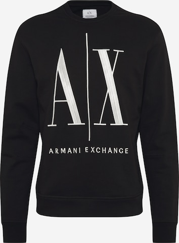 ARMANI EXCHANGE Rovný strih Mikina - Čierna: predná strana