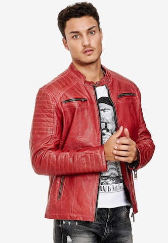 Redbridge Bikerjacke mit rockiger Steppung in Rot: predná strana