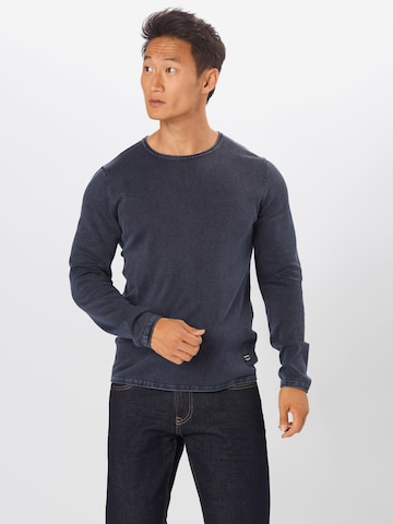 Coupe regular Pull-over 'Leo' JACK & JONES en bleu : devant