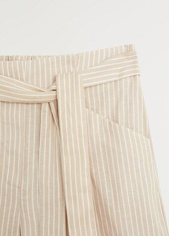 MANGO Wide Leg Shorts 'Wave' in Beige