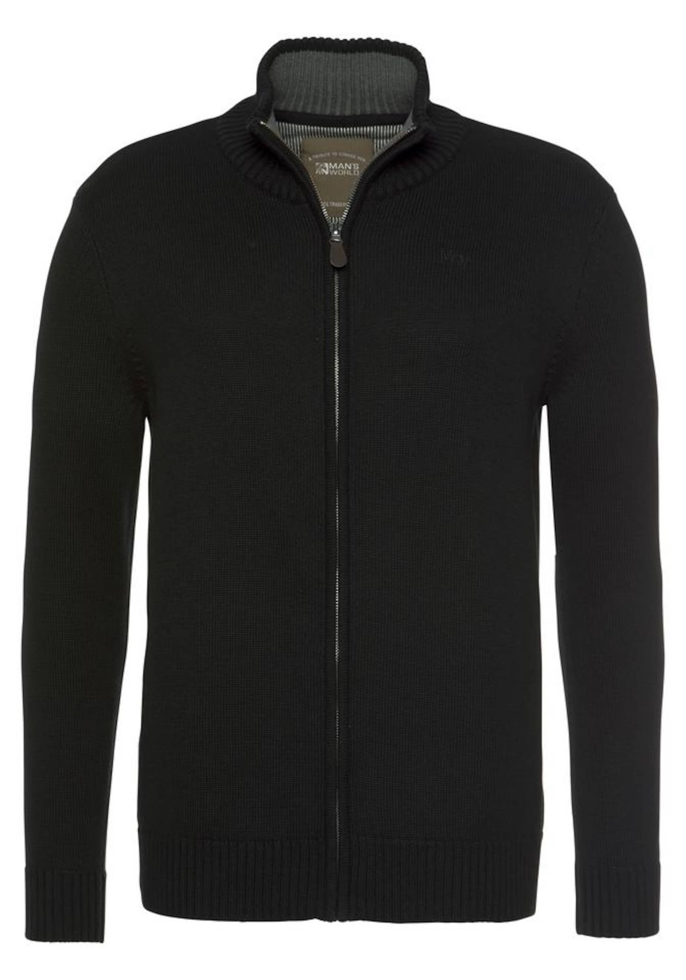 Man's World Strickjacke in Schwarz: Vorderseite