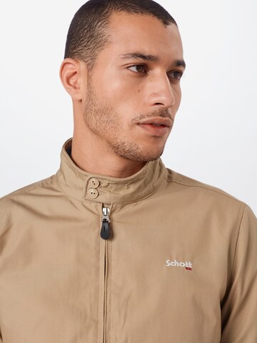 Schott NYC Regular Fit Overgangsjakke 'BLOUSON CABL BRODERIE POITRINE SCHO' i beige