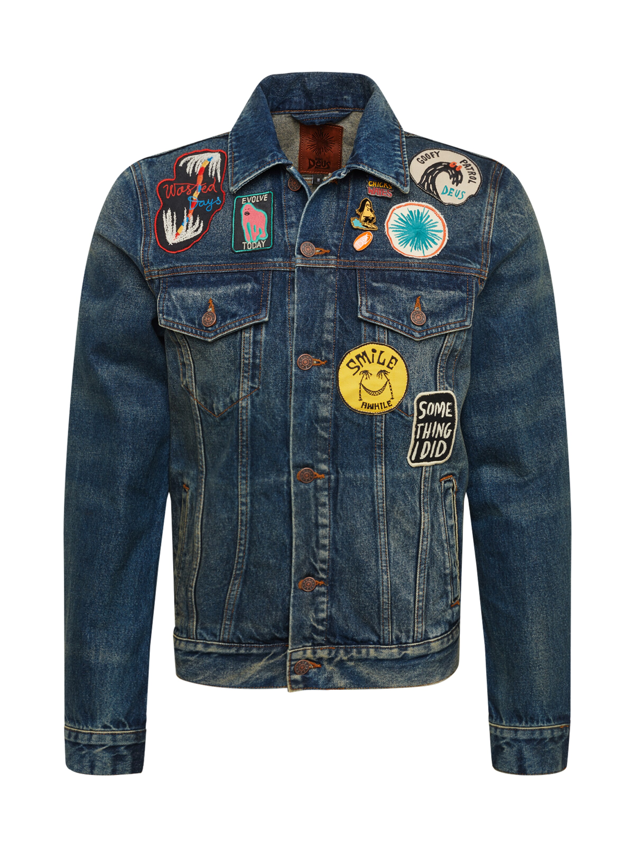 DEUS EX MACHINA - Tussenjas 'Smile Ronald' in de kleur Blauw denim