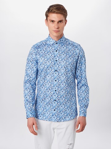 OLYMP Slim fit Button Up Shirt 'Level 5 City' in Blue: front