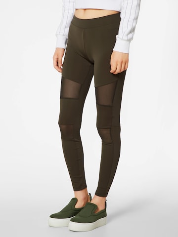 Urban Classics Skinny Leggings 'Tech Mech' in Green: front