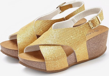 LASCANA Páskové sandály – žlutá