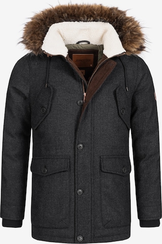 INDICODE JEANS Winter Parka ' Baynes ' in Black: front