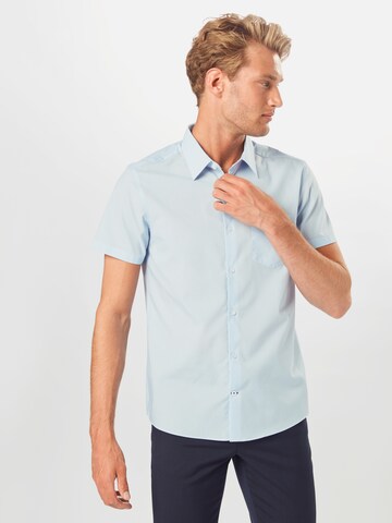 Coupe slim Chemise BURTON MENSWEAR LONDON en bleu : devant