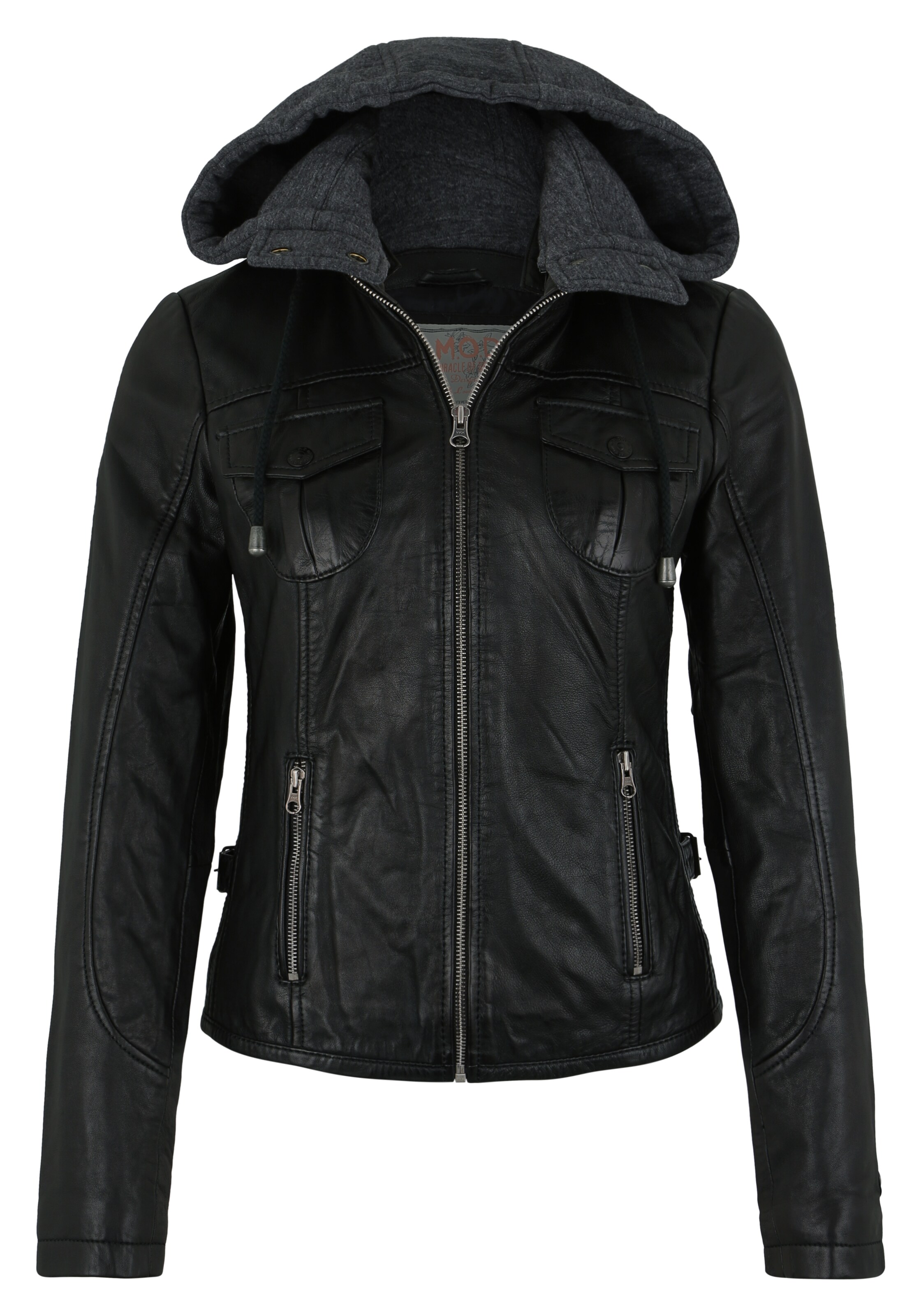 Miracle of Denim Lederjacke in Schwarz: Vorderseite