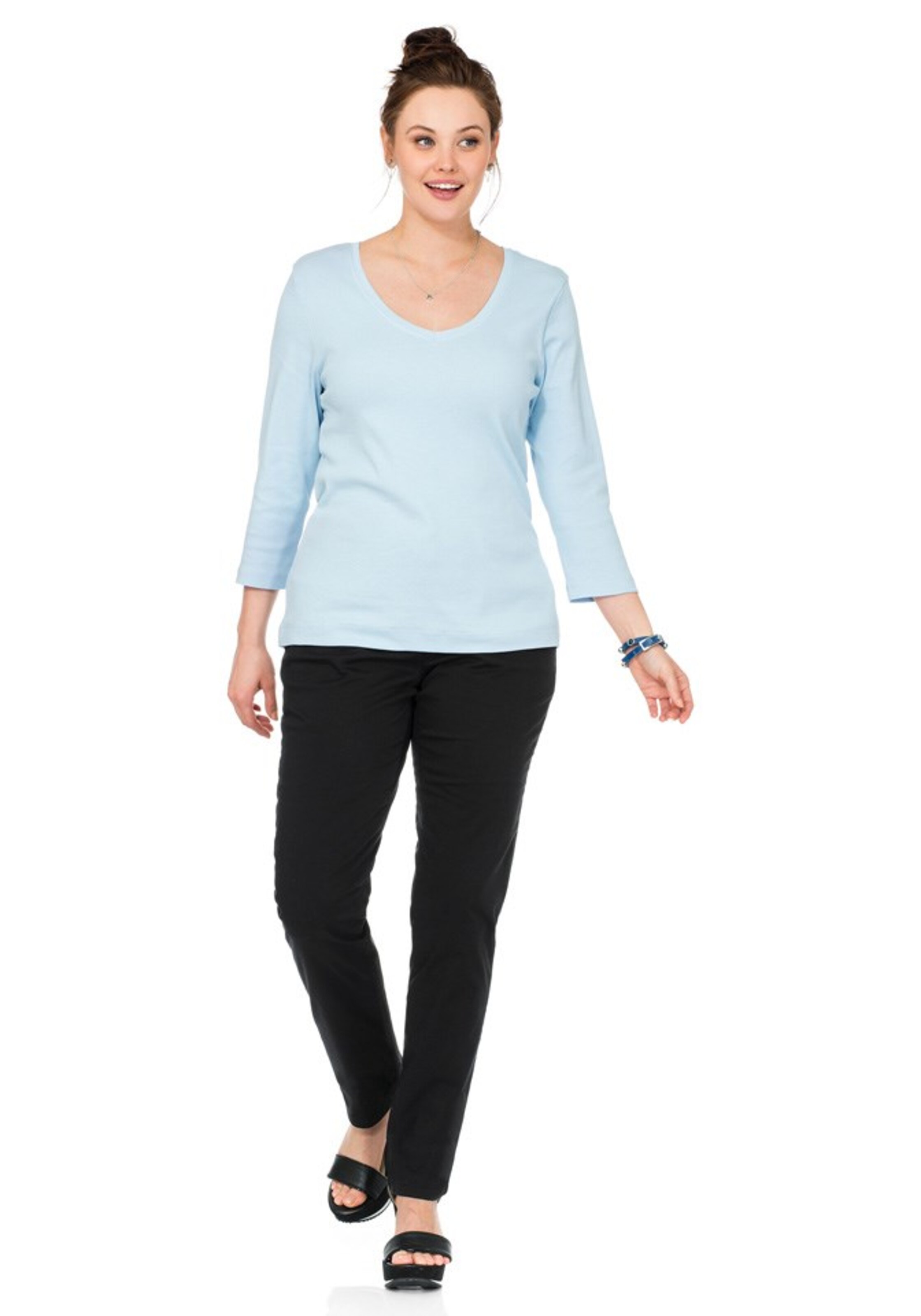 SHEEGO Slimfit Nadrág - fekete