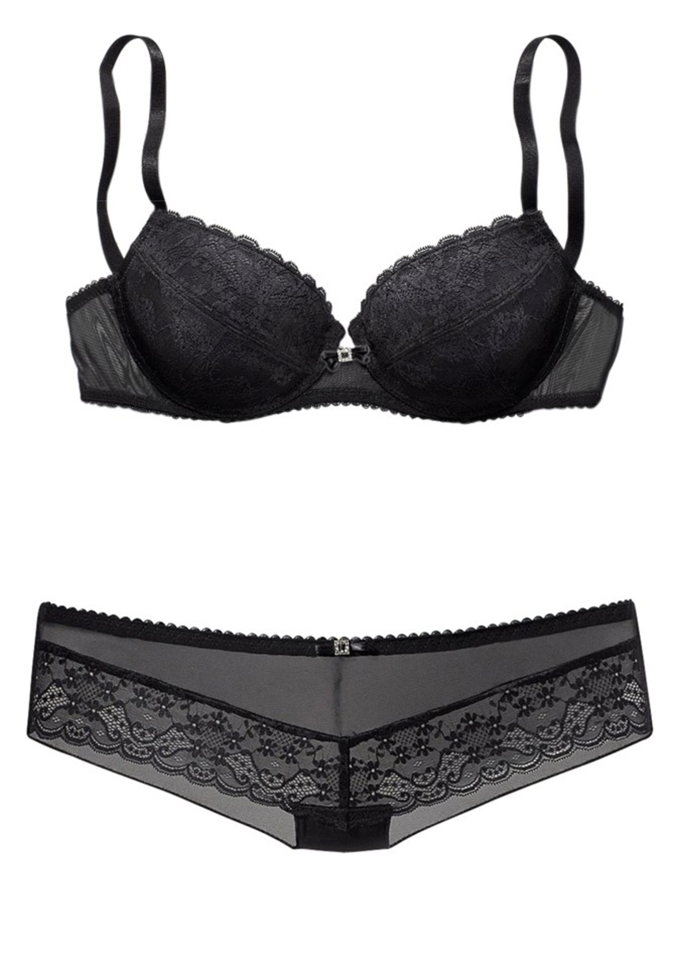 VIVANCE - Set: Push-up-BH und Panty in schwarz